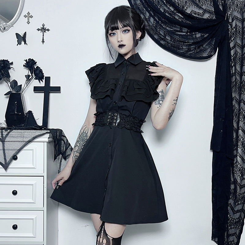 Gothic black Ruffled Dress JY23018