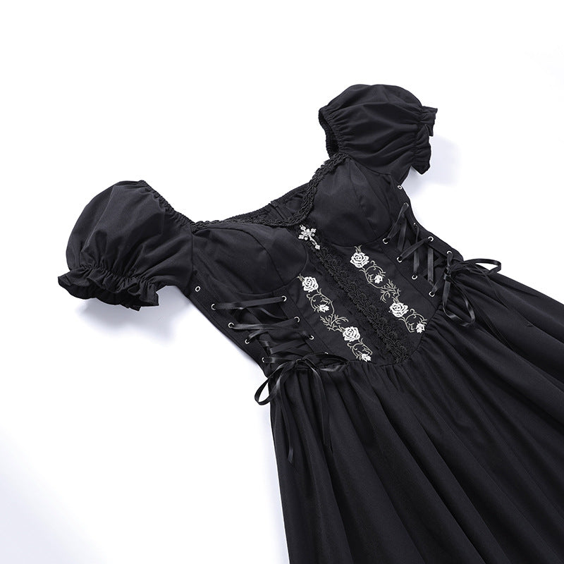 Black Gothic Lolita Corset Short Sleeve Dress JY22527