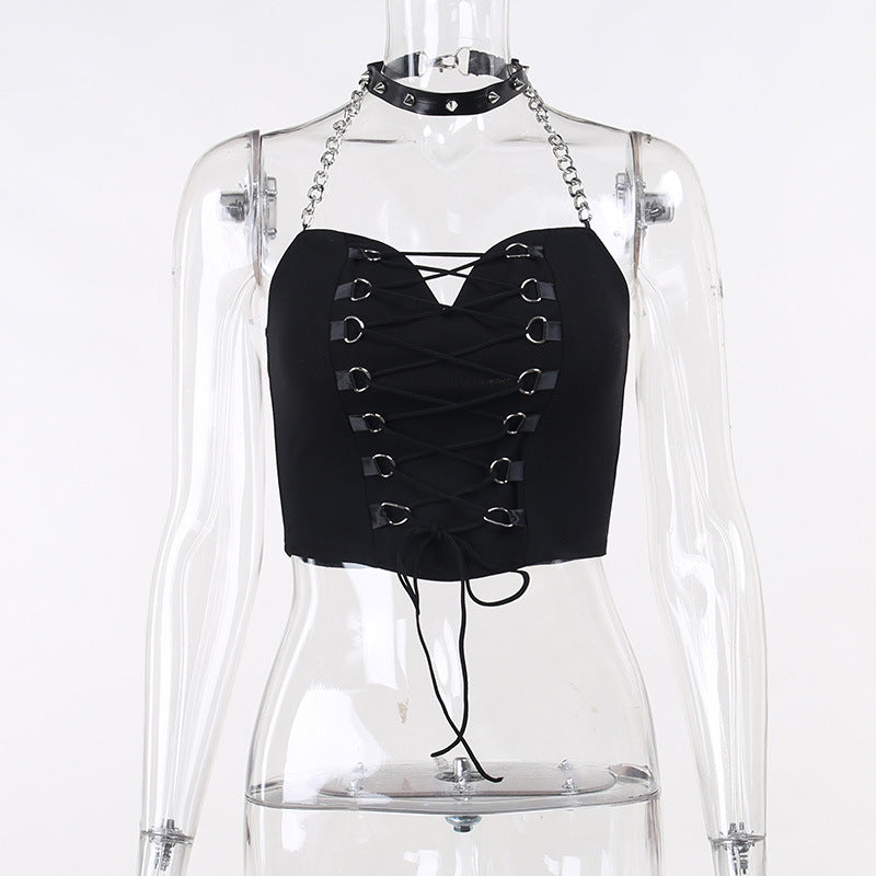 Punk Style Chains Halter Corset Top JY22602