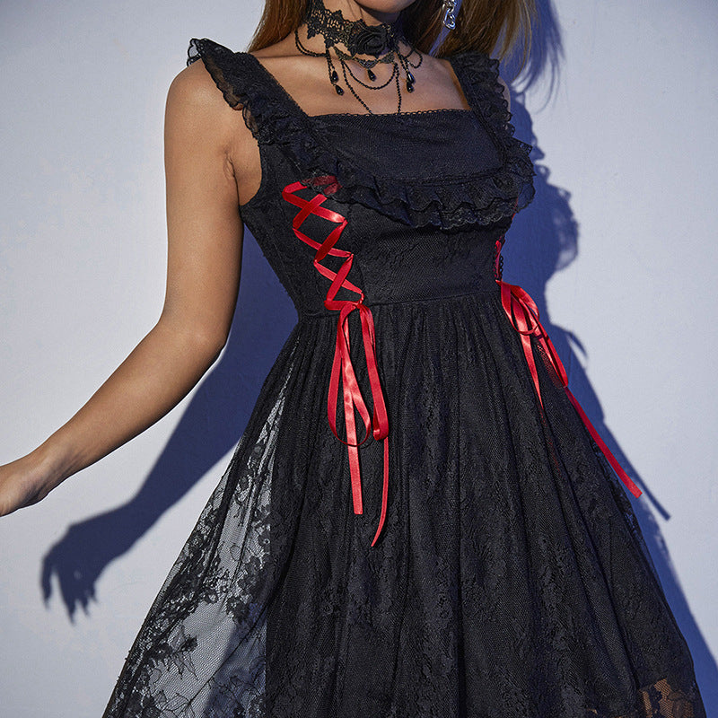 Gothic Style Black Lace Dress SY21499