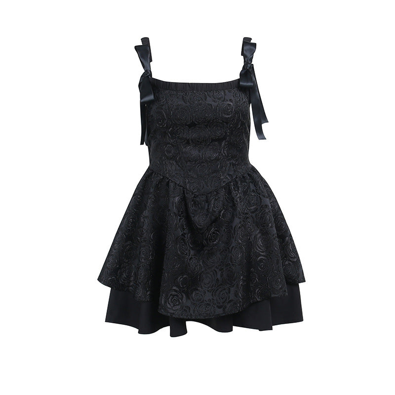 Gothic Black Off-shoulder Mini Dress CC21254