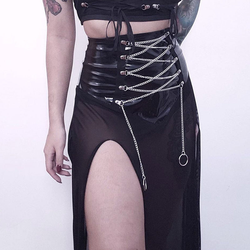 Gothic sheer mesh see-through long skirt SY22016