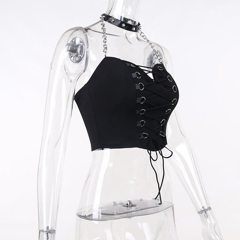Punk Style Chains Halter Corset Top JY22602