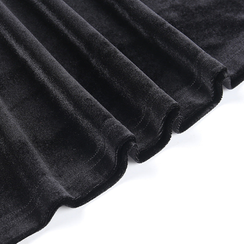 Gothic Style Velvet Spider Web Long Sleeve Dress JY22298