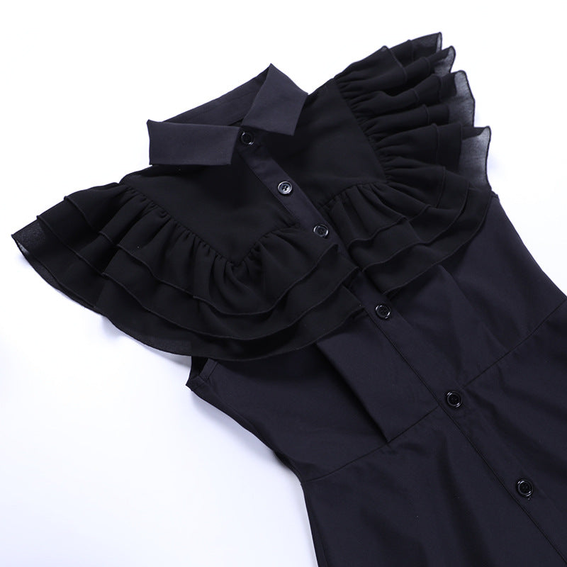 Gothic black Ruffled Dress JY23018