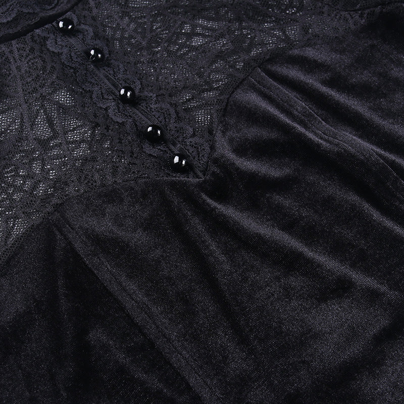 Gothic Spider Web Short Sleeve Crop Top CF23024