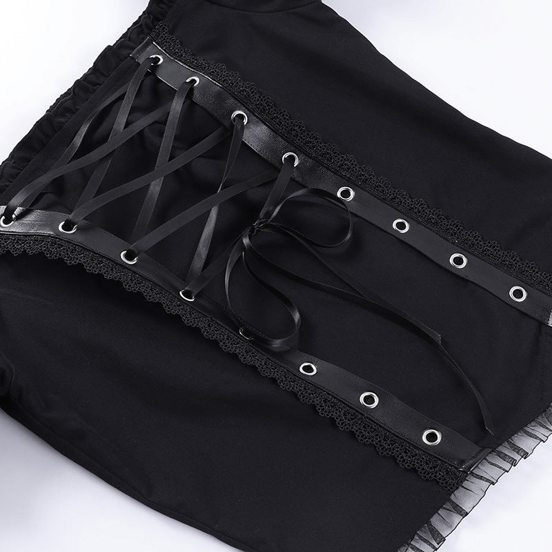 Gothic style off-shoulder short sleeve corset top JY22528