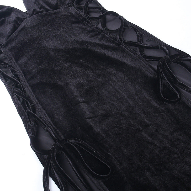 Gothic Necktie Slit Bodycon Dress JY23019