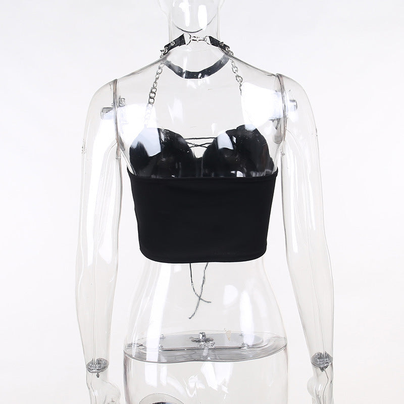 Punk Style Chains Halter Corset Top JY22602