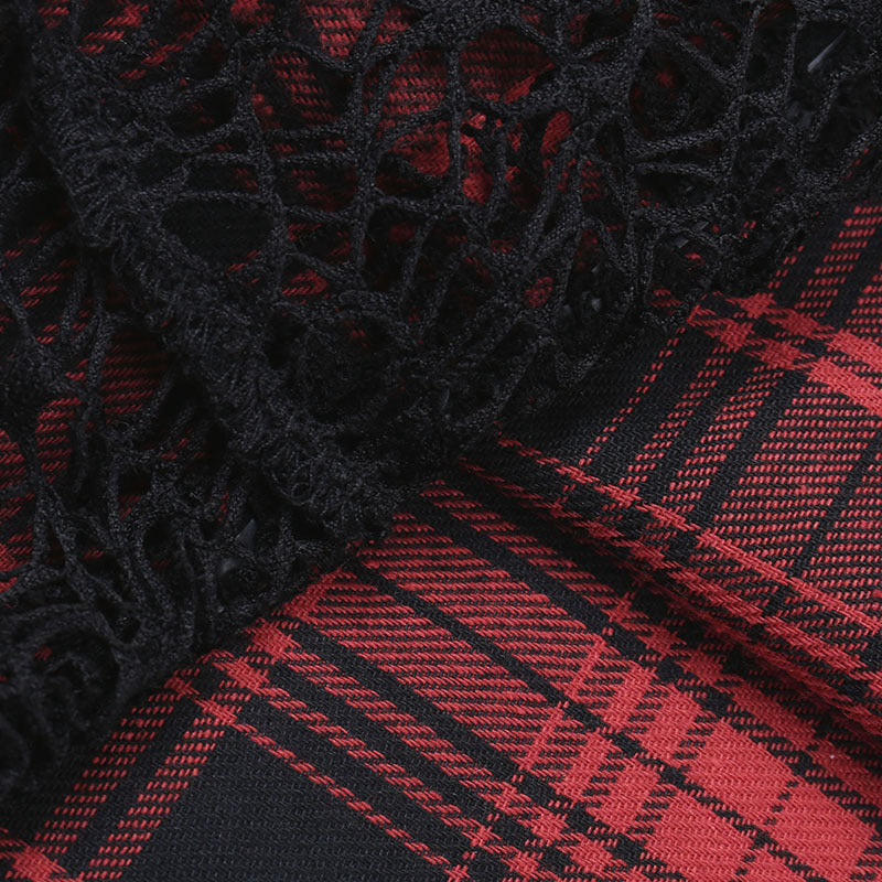Red Tartan Punk Style Strappy Dress CC22121