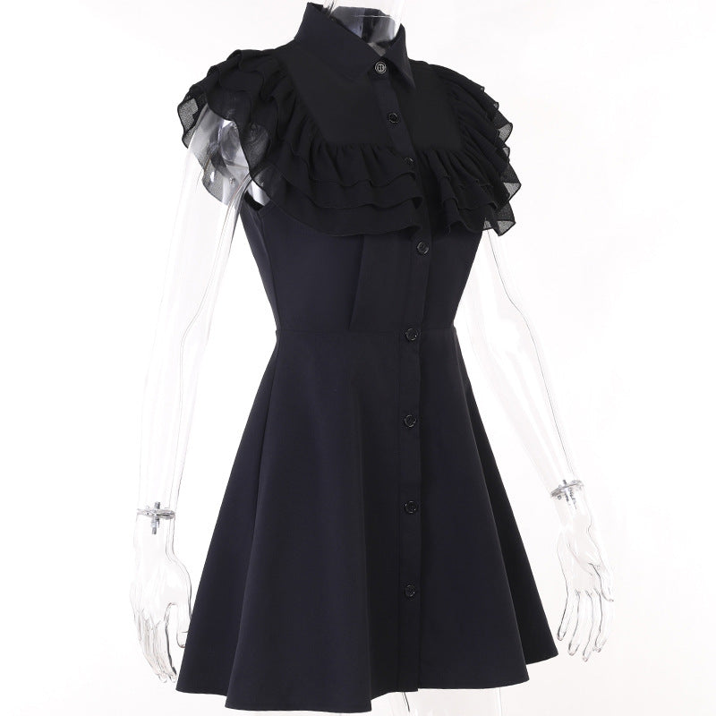 Gothic black Ruffled Dress JY23018