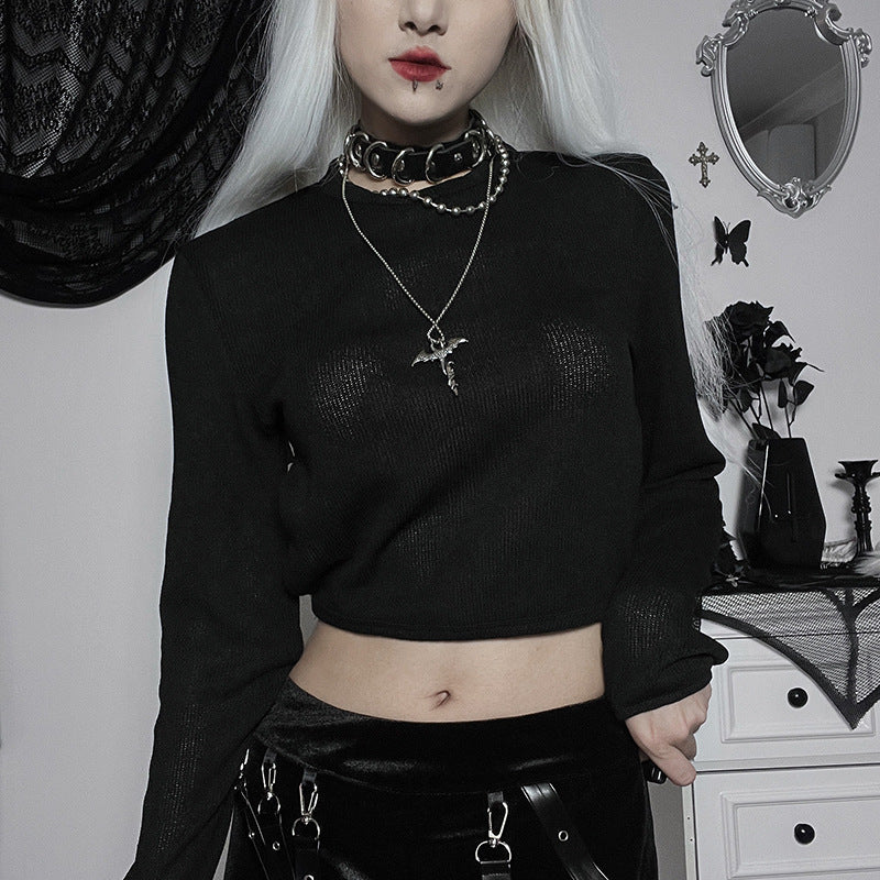 Gothic Style Spider Web Back Long Sleeve Top YJ22571