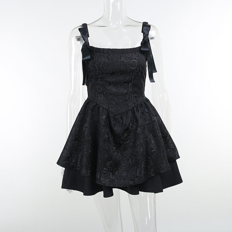 Gothic Black Off-shoulder Mini Dress CC21254