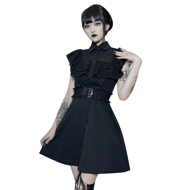 Gothic black Ruffled Dress JY23018