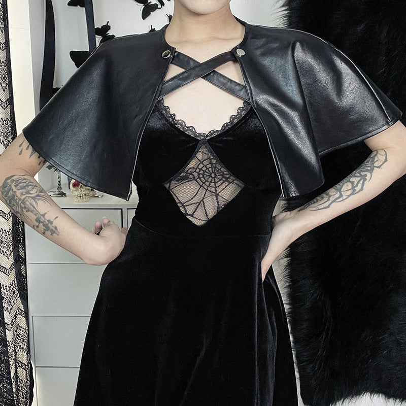 Punk Style Faux Leather Short Cape XY22038