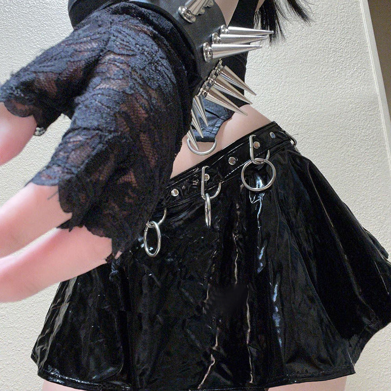 Punk Style Metal Black Short Skirt JY22608