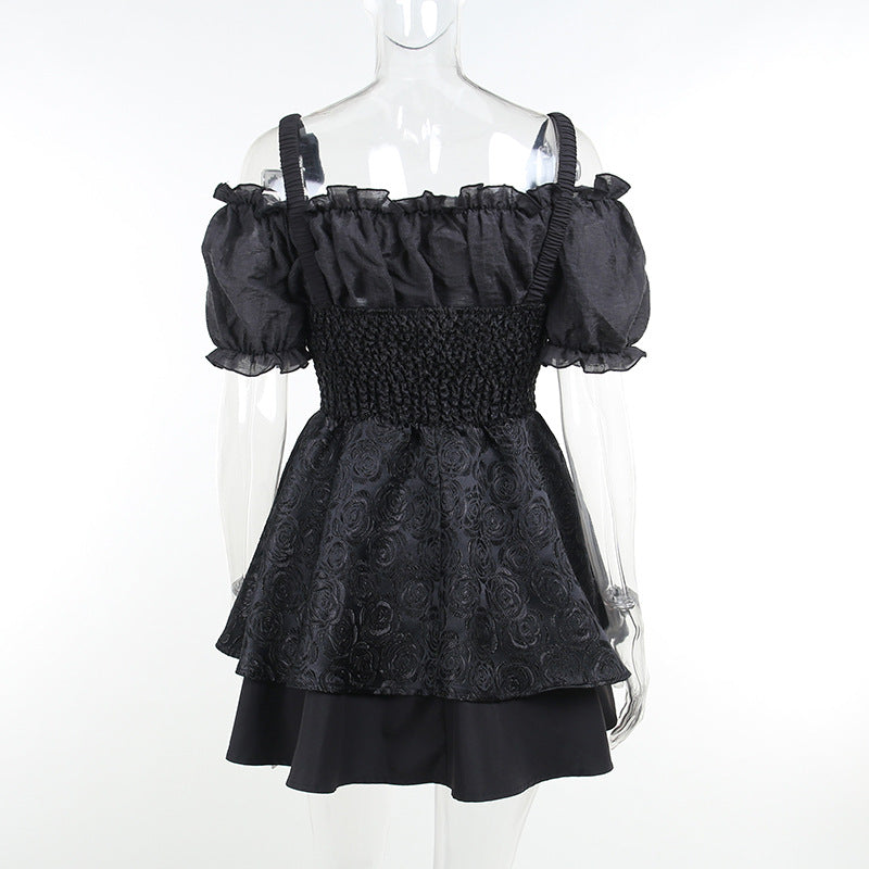 Gothic Black Off-shoulder Mini Dress CC21254