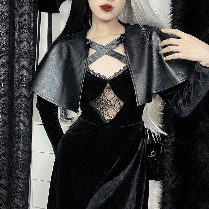 Punk Style Faux Leather Short Cape XY22038