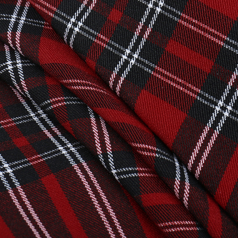 Punk Style Red Plaids Skirt JY22529