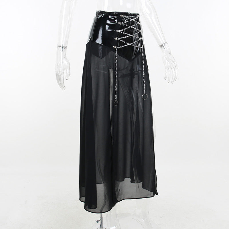 Gothic sheer mesh see-through long skirt SY22016
