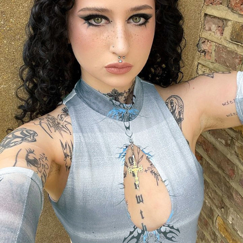Gray Gothic Split Dress WY22028