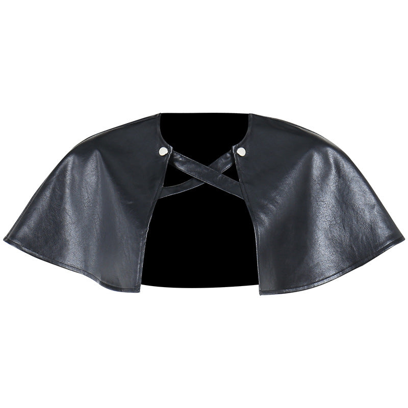 Punk Style Faux Leather Short Cape XY22038
