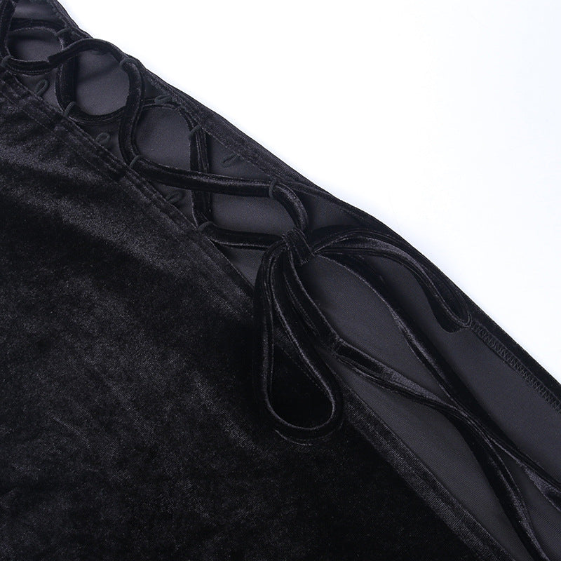 Gothic Necktie Slit Bodycon Dress JY23019