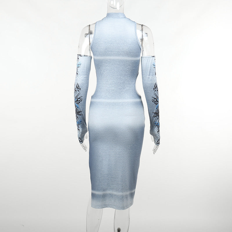 Gray Gothic Split Dress WY22028
