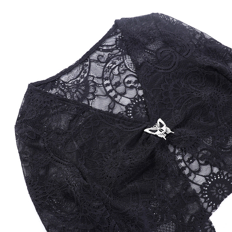 Black Lace Gothic Long Sleeve Bolero WY22038
