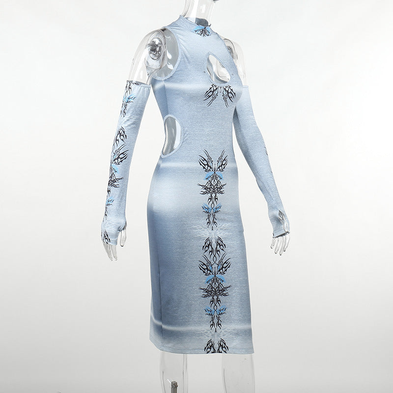 Gray Gothic Split Dress WY22028