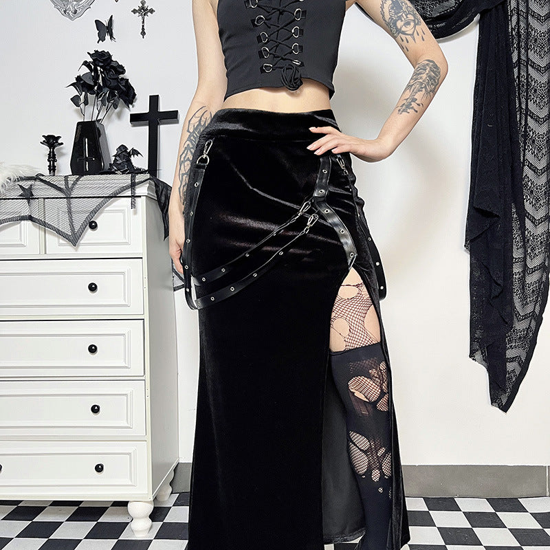Gothic Velvet Long Skirt XY22157