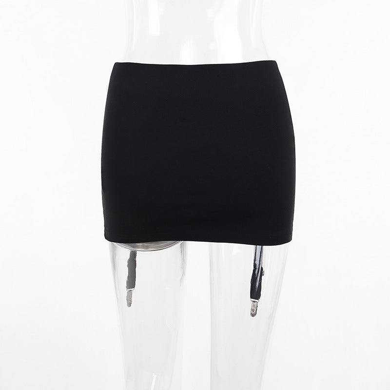 Black Skull Print Gothic Skirt CF23016