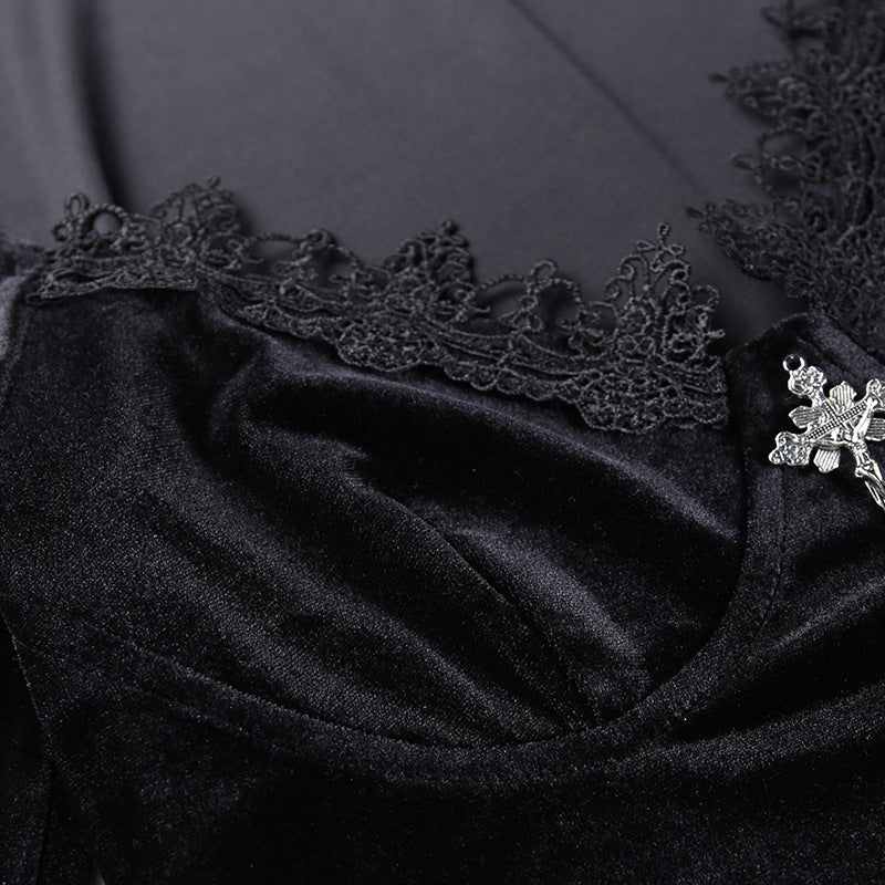 Gothic Long Sleeve Crop Top HY21254