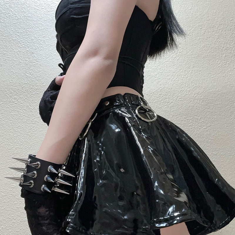 Punk Style Metal Black Short Skirt JY22608