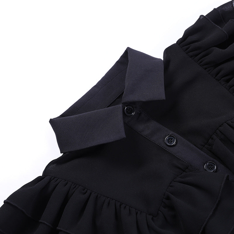 Gothic black Ruffled Dress JY23018