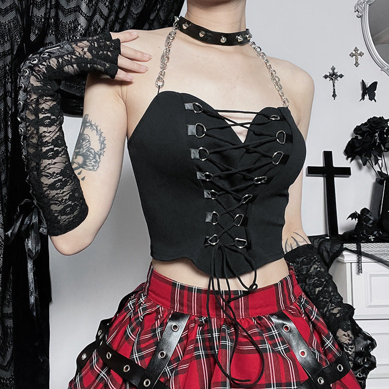 Punk Style Chains Halter Corset Top JY22602