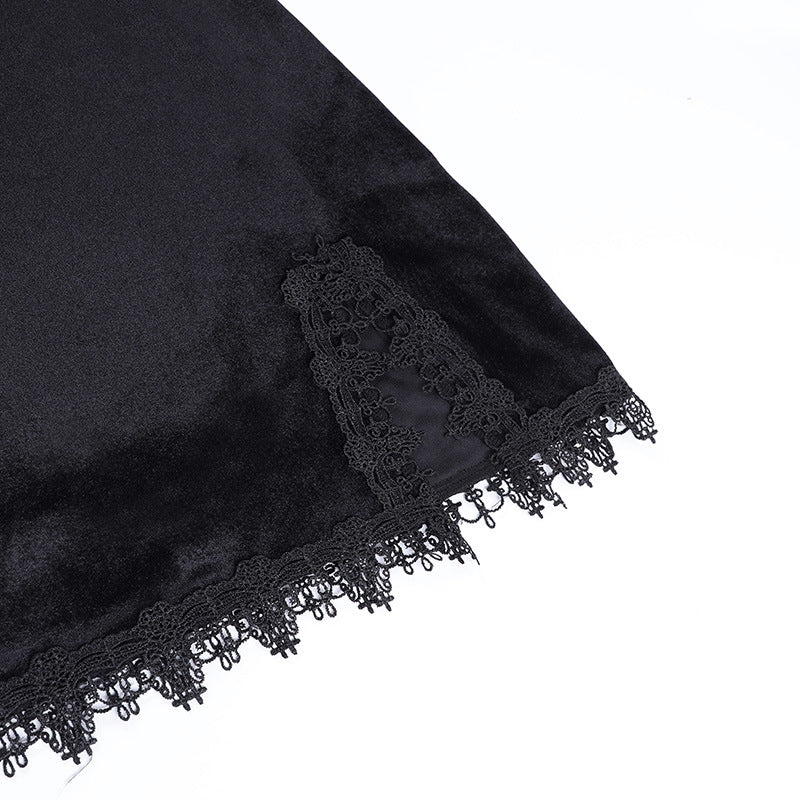 Gothic Short Sleeve Velvet Dress JY22314