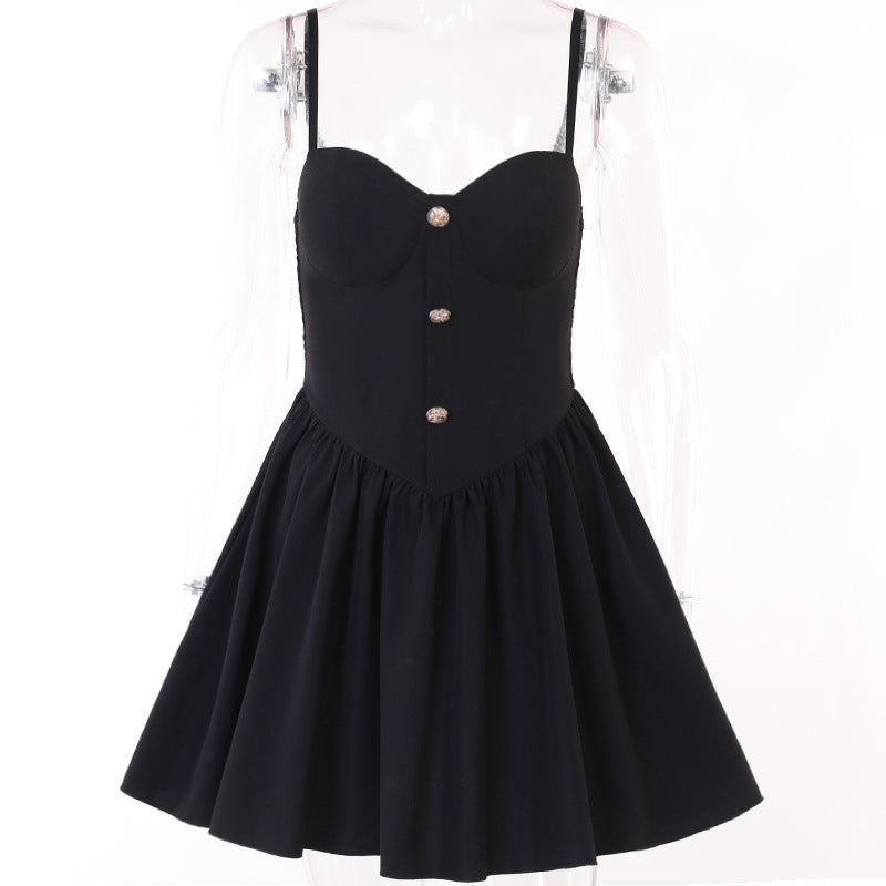 Black Gothic Strappy Lolita Dress CF23002