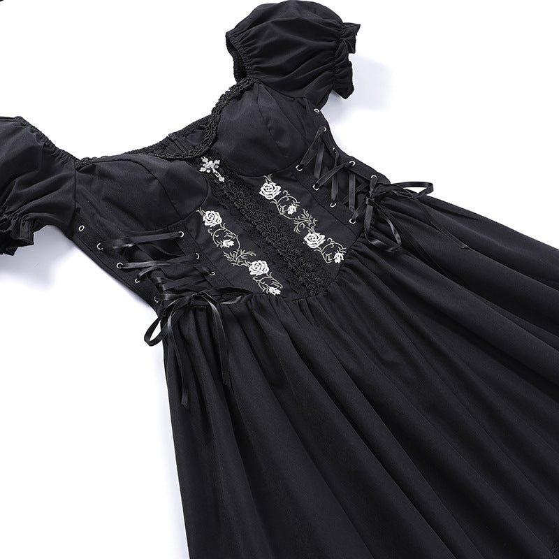 Black Gothic Lolita Corset Short Sleeve Dress JY22527