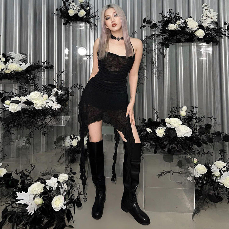 Black Punk Style Dress YY23012