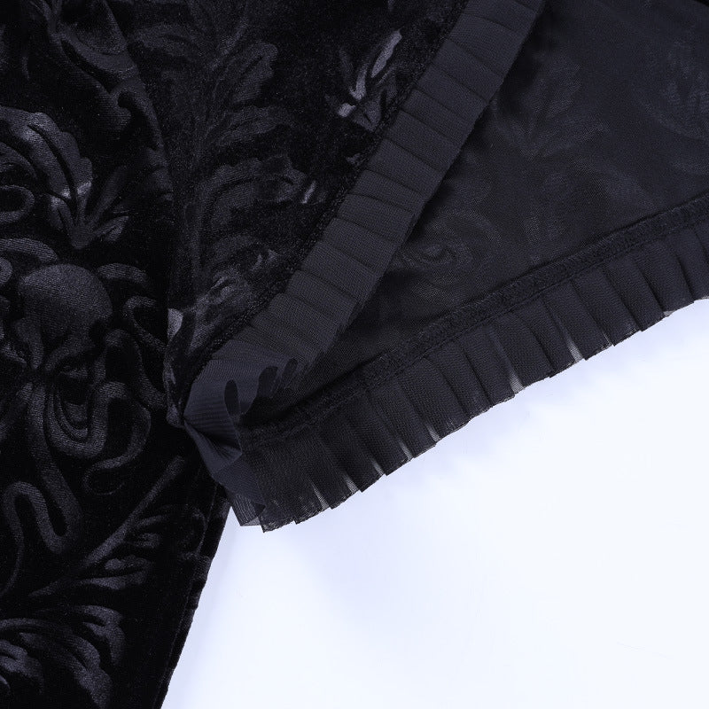 Black retro gothic floral bolero 23614A