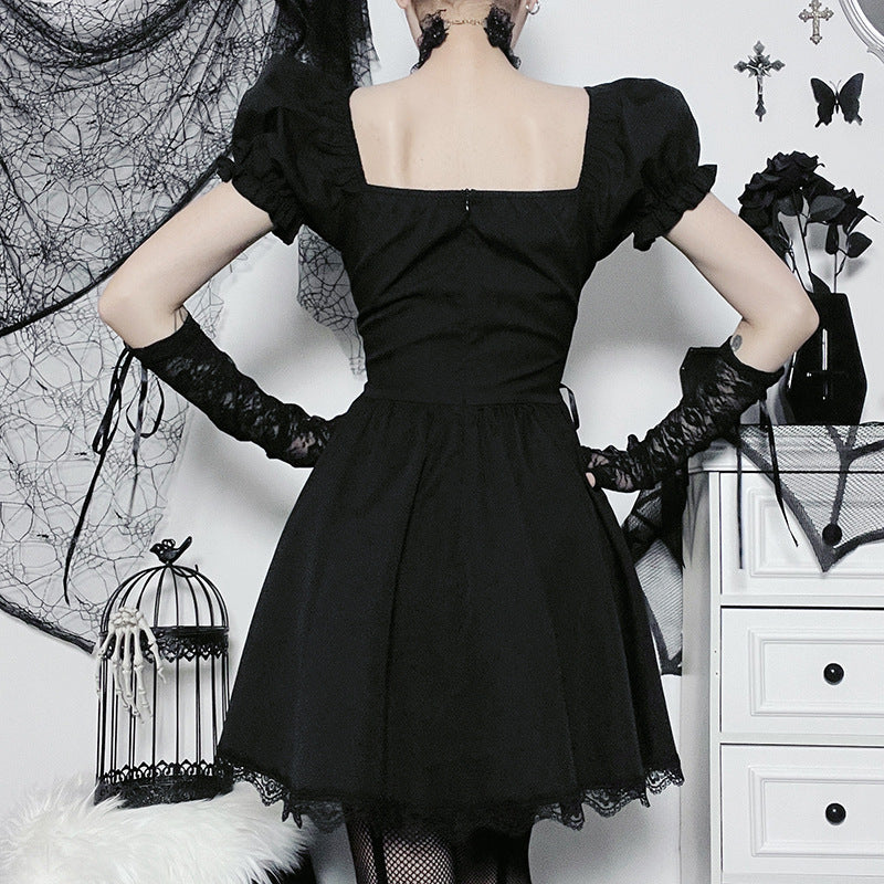 Black Gothic Lolita Corset Short Sleeve Dress JY22527