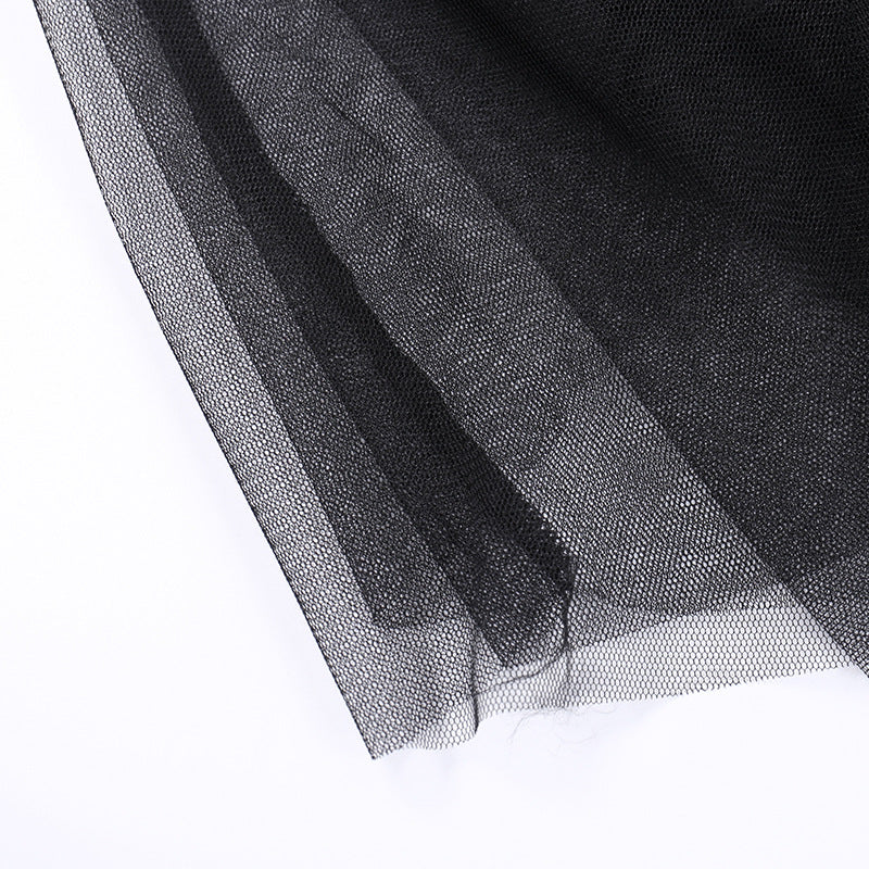 Gothic Dark Seductive Sheer Asymmetrical Skirt CF23078