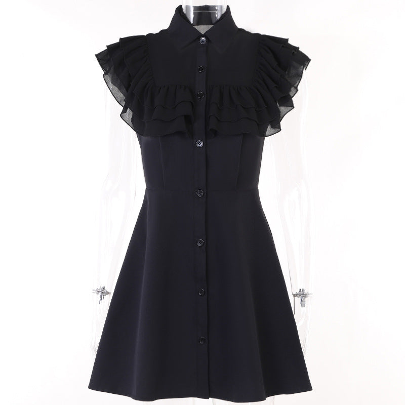 Gothic black Ruffled Dress JY23018