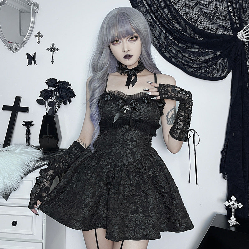 Black Gothic Rose Lace Dress JY23037