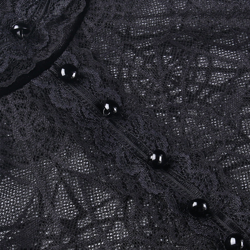 Gothic Spider Web Short Sleeve Crop Top CF23024
