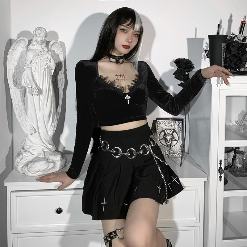 Gothic Long Sleeve Crop Top HY21254