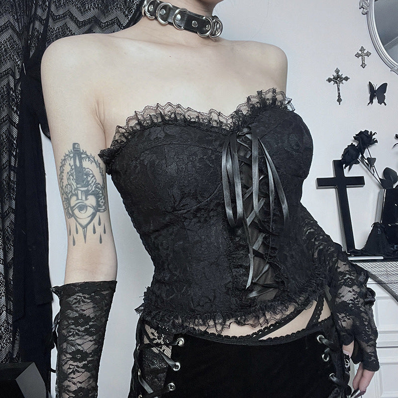 Gothic Black Corset Top CF23005