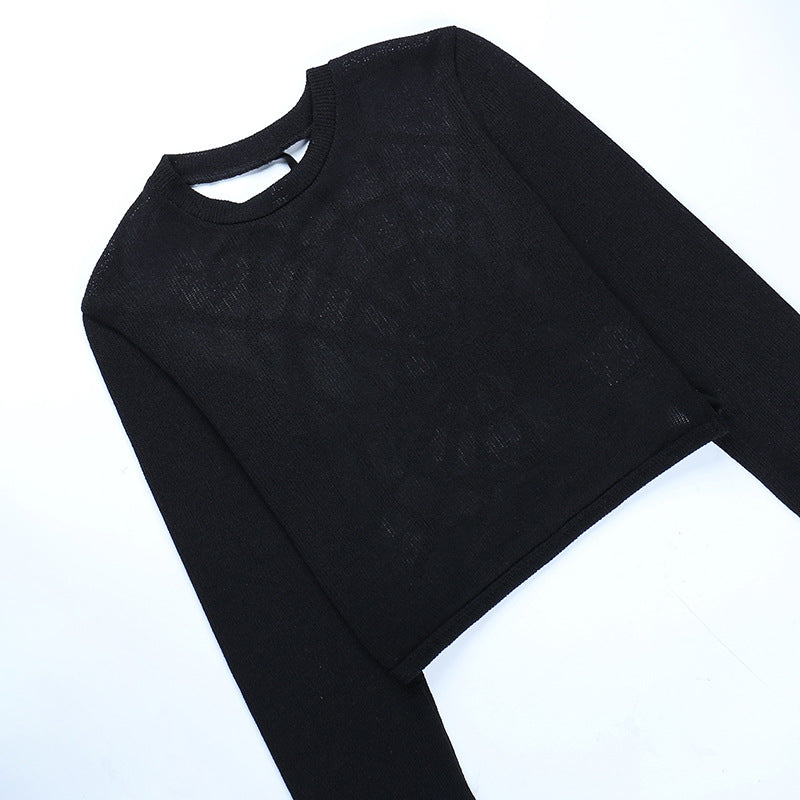 Gothic Style Spider Web Back Long Sleeve Top YJ22571