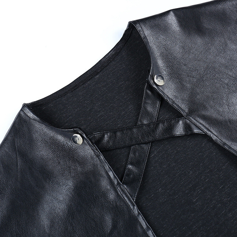 Punk Style Faux Leather Short Cape XY22038